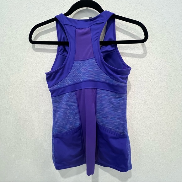 Athleta Tank Top Womens Tall Small Blue Purple Space Dye Racerback Shelf Bra Gym - Picture 4 of 10